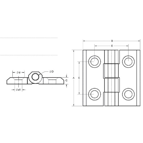 BUTT HINGE 50 X 50 X 6MM POLYA